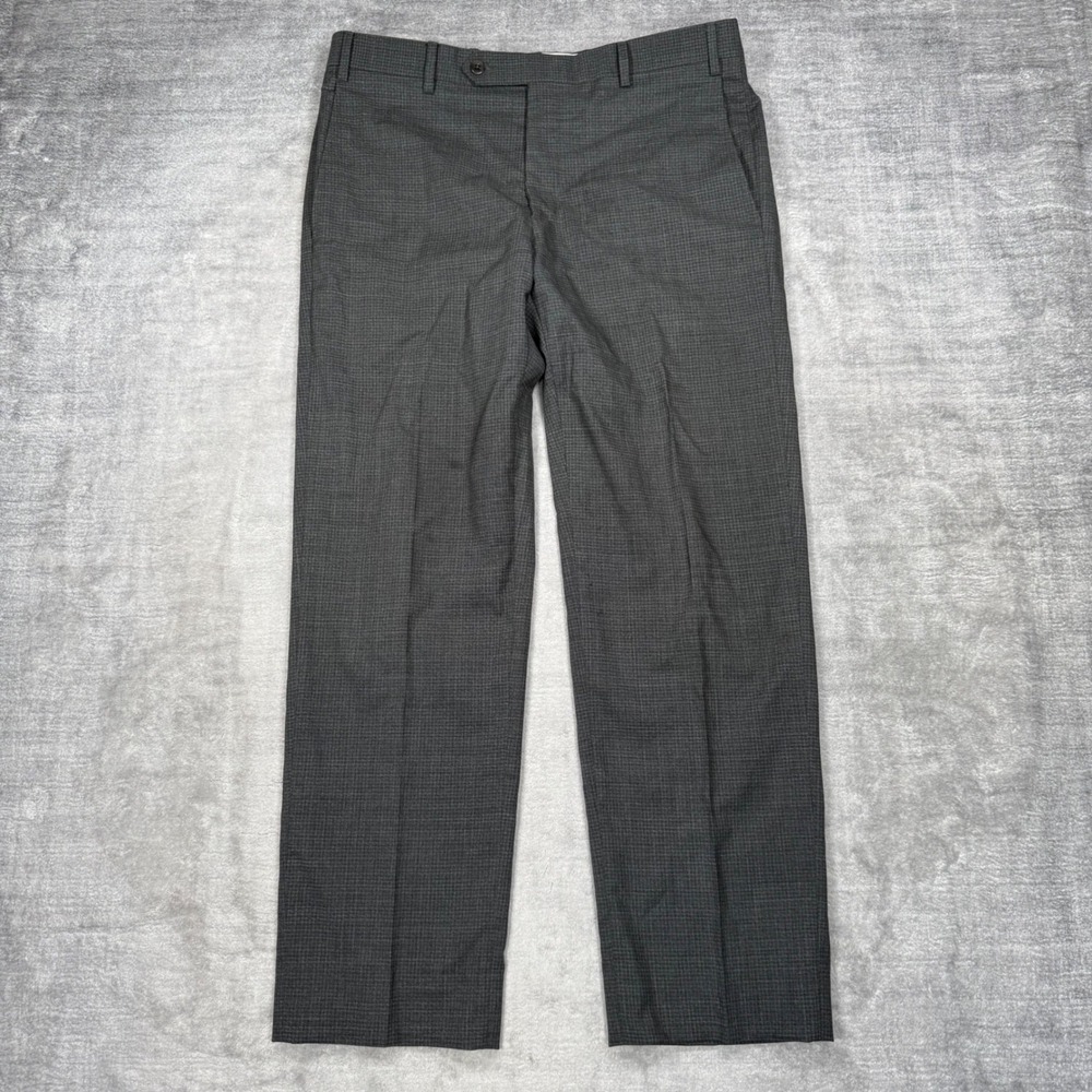 Zanella Devon Dress Pants Mens 33 Charcoal Grey Wool Flat Front Made in Italy